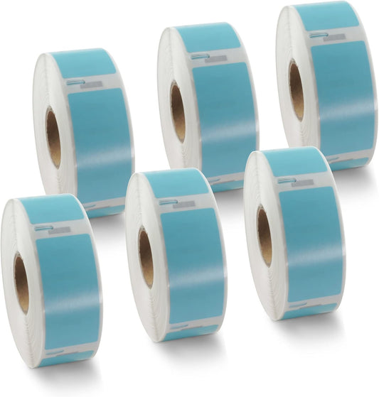 BETCKEY Colored Labels Compatible with Dymo 30336 (1" x 2-1/8") Return Address Labels, Compatible for Dymo LabelWriter Thermal 450, 4XL & Zebra Desktop Printers [6 Rolls, 3000 Labels, Light Blue]