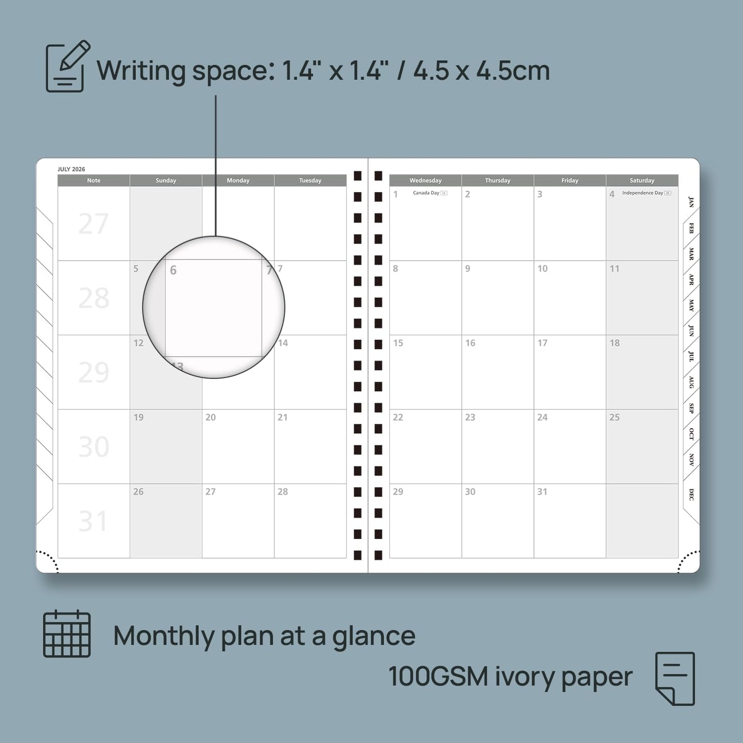POPRUN 2026 Planner (Large Size 10'' x 8'' Wire-Bound Hard Cover) Daily Weekly and Monthly Calendar - Agenda 2026 (Jan.2026-Dec.2026) with Hourly Schedule, Monthly Tabs - Midnight Green