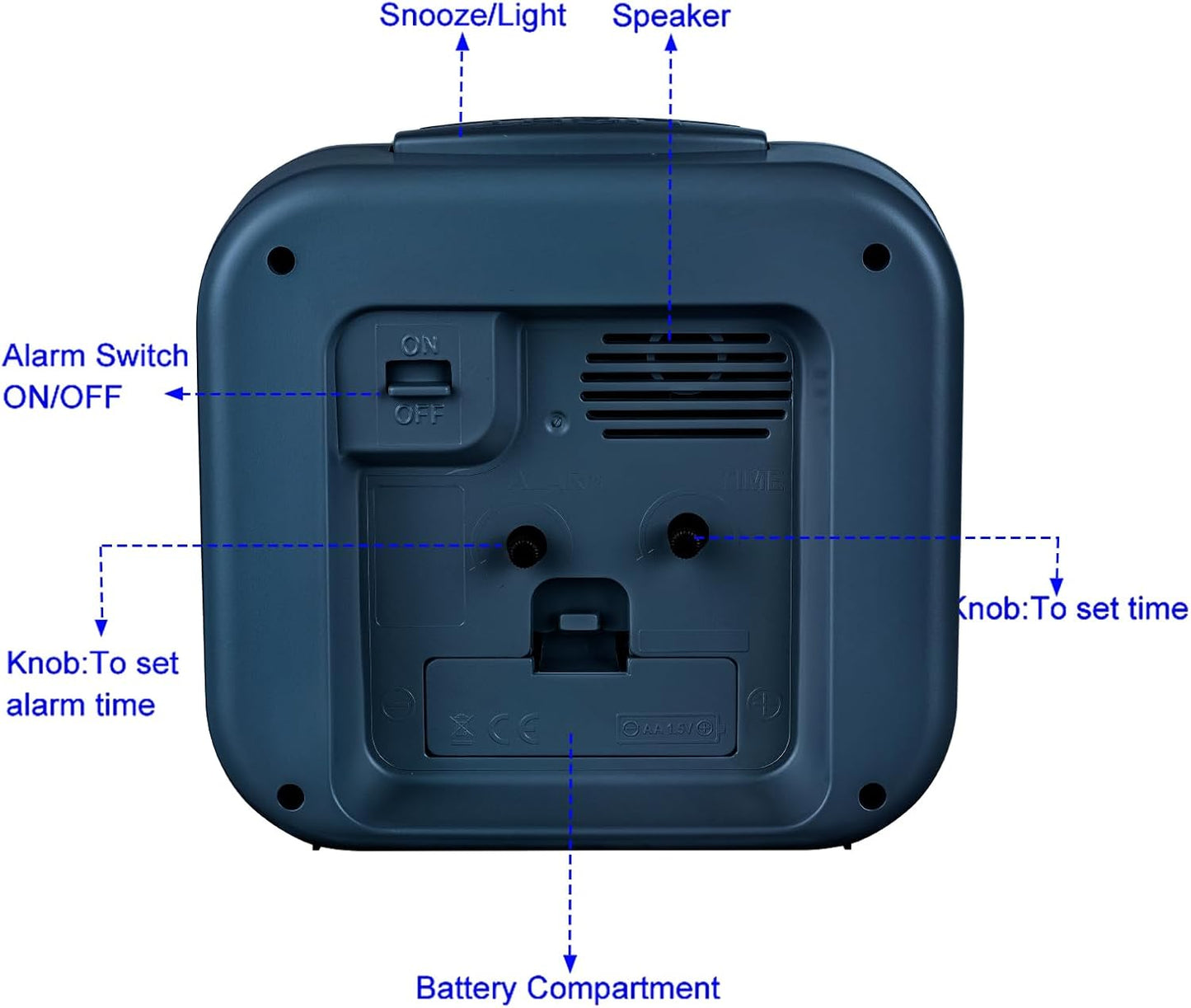 5.5" Large Analog Alarm Clock Silent Non Ticking, Glow in Dark dial, Gentle Wake, Beep Sounds, Increasing Volume, Battery Operated Snooze and Manual Light, Easy Set (Best for Elder)