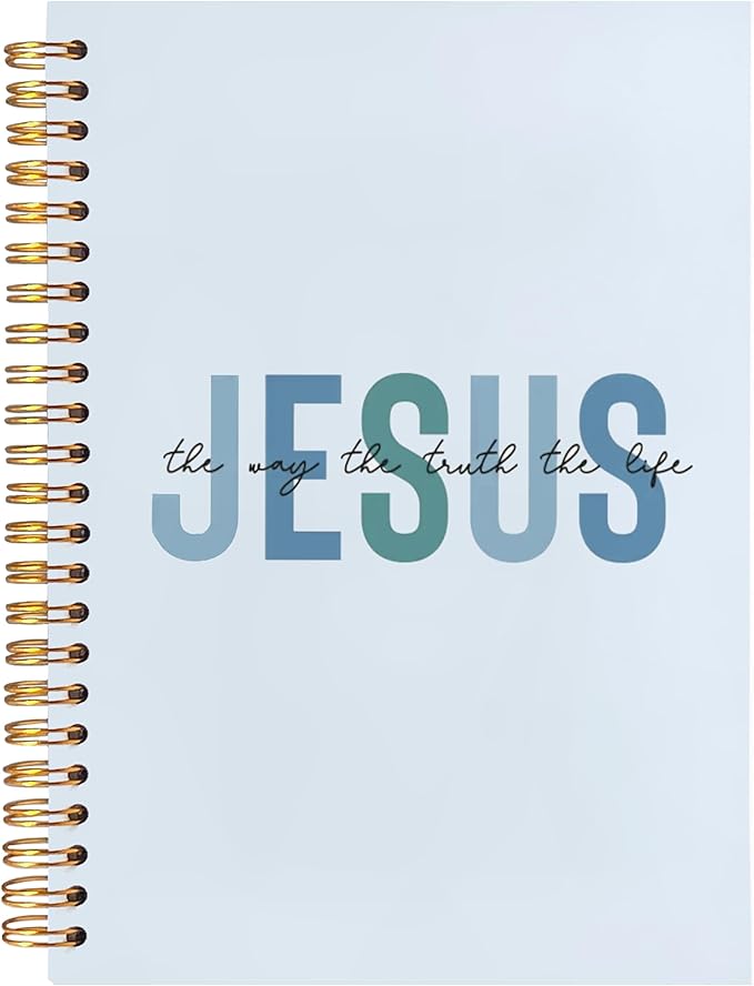 Boho Christian Notebook Journal, Christian Gifts for Women, Bible Notebooks for Note Taking, Bible Journaling Notebook, Jesus the Way the Truth the Life Hardcover Spiral Notebook 5.5x8.3 blue