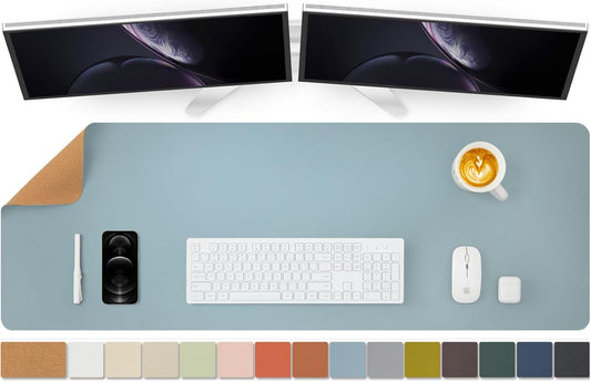 Large Cork Desk Mat - 47.2"x 17" Desk Pad for Office and Home - Ideal for Large Mouse Pad and Desk Mats on Top of Desks(Light Blue)