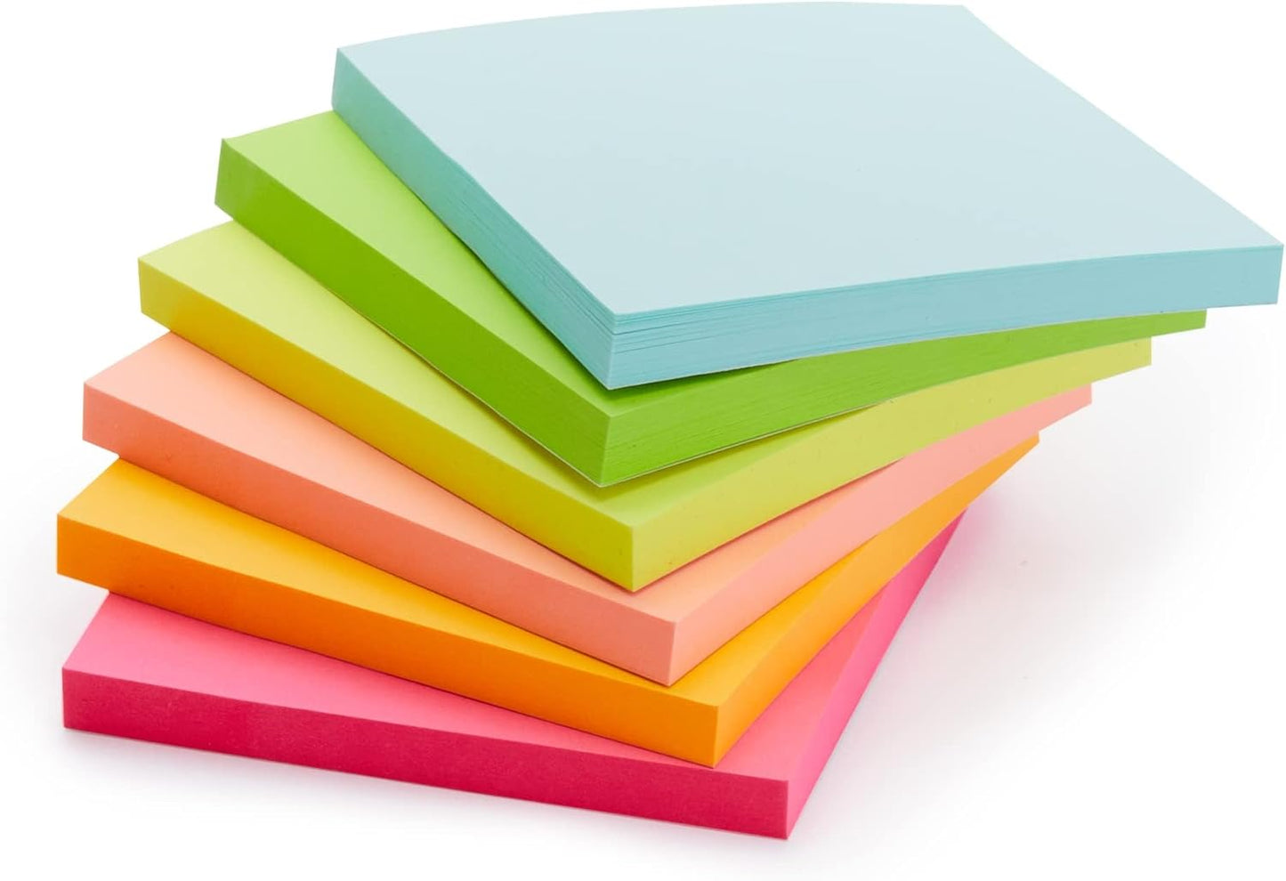 Amazon Basics Sticky Notes, 3x3 Inches, Assorted Colors Self-Stick Pads, Easy to Post for Home, Office, Notebook, 70 sheets/Pad, Pack of 12