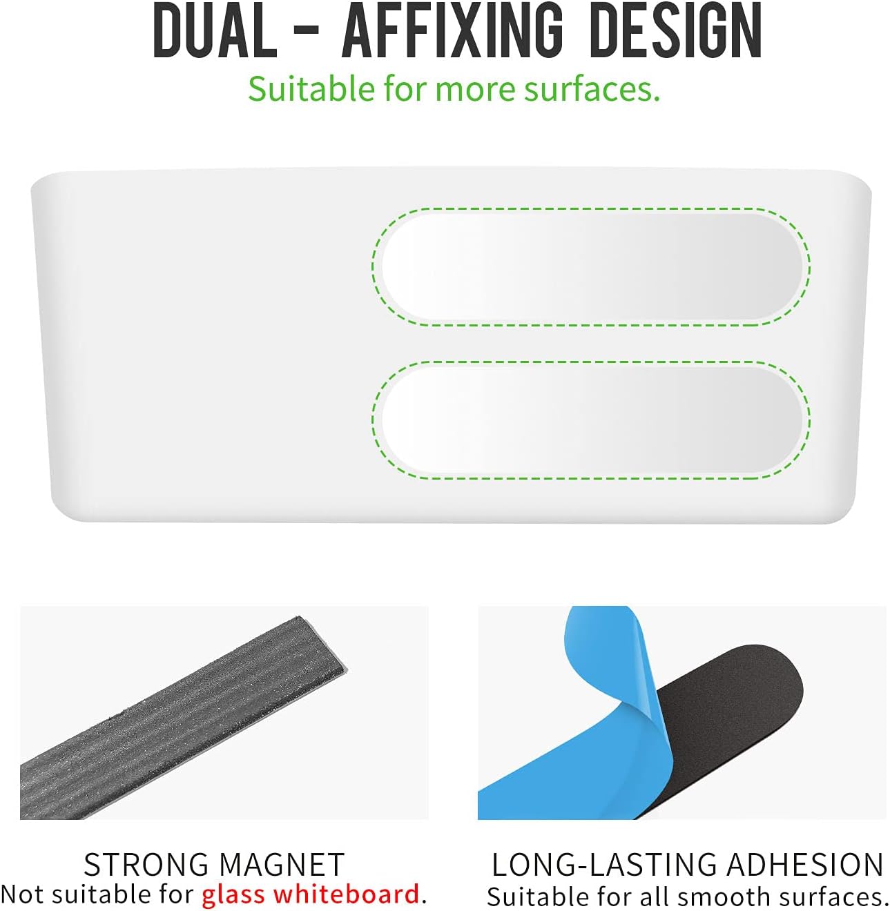 loukin Magnetic and Adhesive Marker Holder, Dry Erase Accessory Tray, Magnetic Storage Organizer for Whiteboard, Glass or Refrigerators 2 Pack(White)