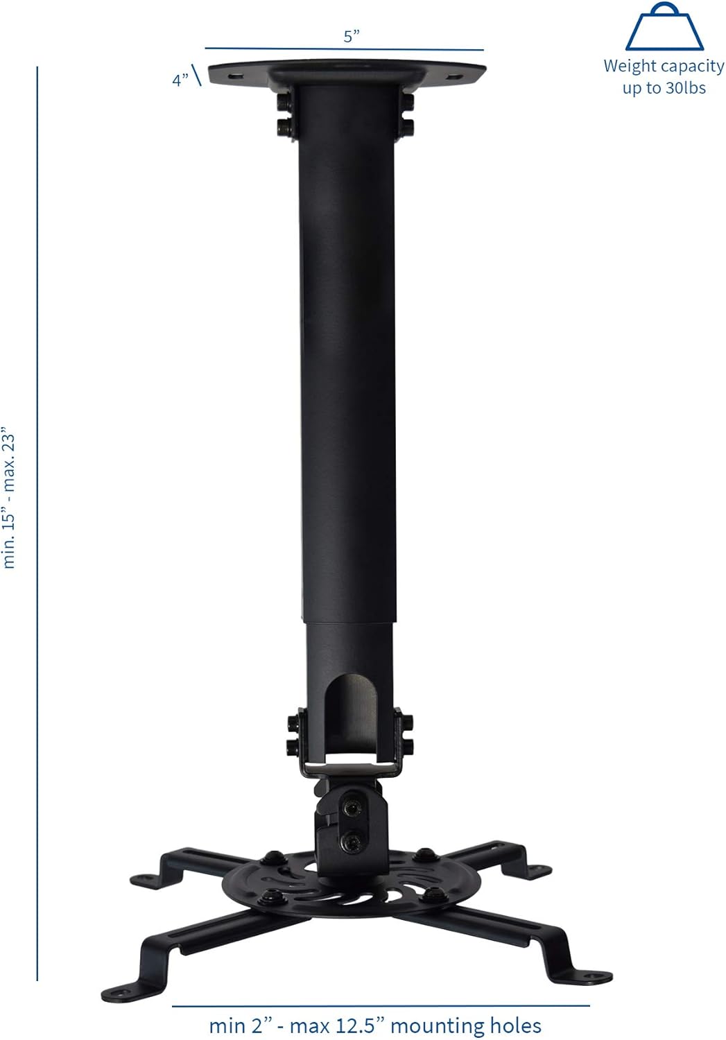 VIVO Extending Ceiling Projector Mount, Height Adjustable Projection, Up to 12.5 inch Mounting Range with 1.5 inch Mini Projector Range, Black, MOUNT-VP02B