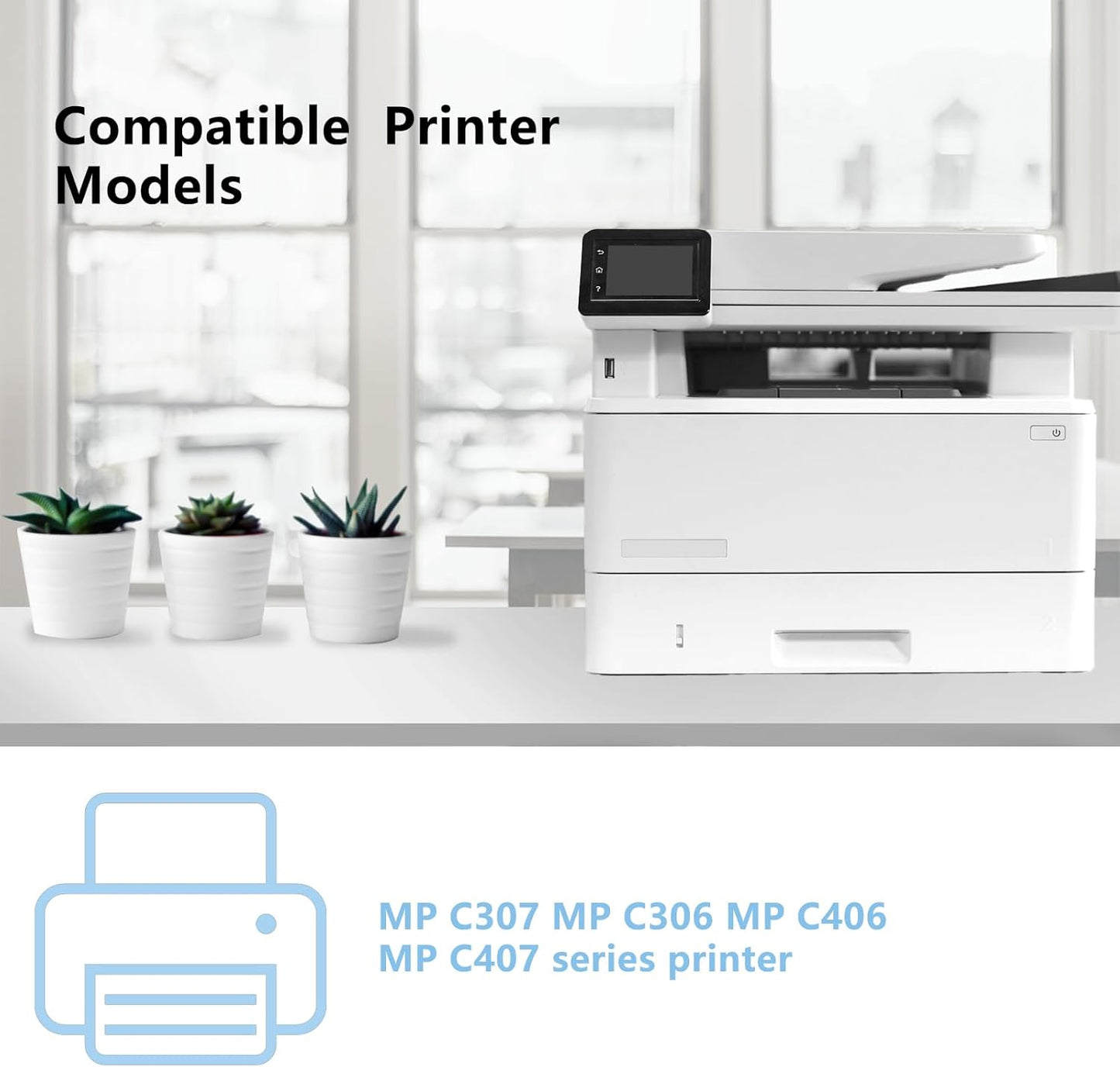 MP C406 C306 High Yield Toner Cartridge Set Compatible for C406 842091 842092 842093 842094 Toner Cartridge Replacement for MP C306 C307 C406 C407 Printer (4-Pack, Black/Cyan/Magenta/Yellow)