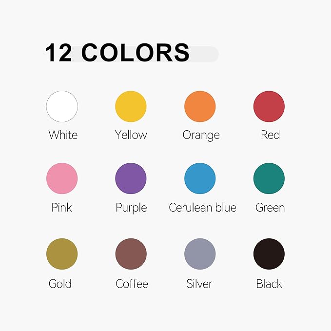 TRANSON 12 Colors Fine and Brush Dual-tip Acrylic Paint Marker Pen Set for Canvas Rock Wood Leather Ceramic DIY Painting