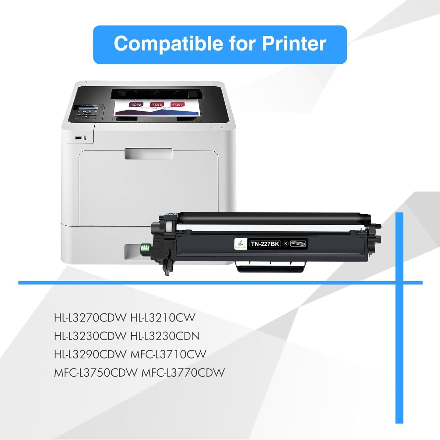 TN227 TN-227BK/C/M/Y High Yield Toner Cartridge: Compatible Replacement for Brother TN223 TN 227BK/C/M/Y for HL-L3270CDW MFC-L3770CDW HL-L3290CDW MFC-L3750CDW HL-L3210CW Printer (TN-223BK/C/M/Y 5Pack)