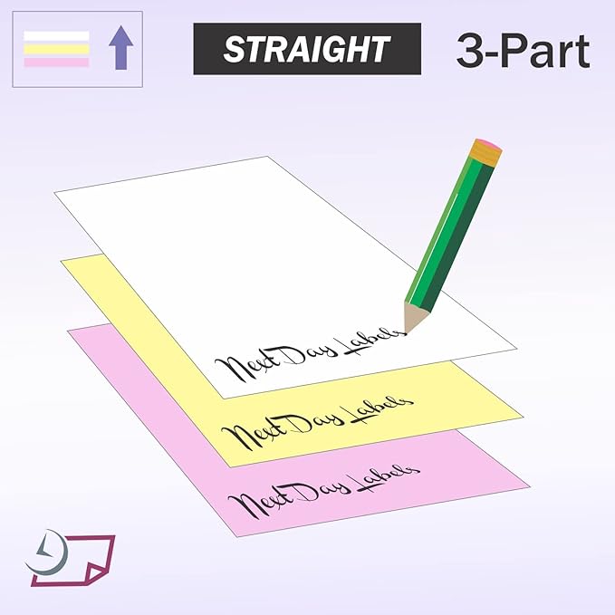 NextDayLabels - Superior Carbon-less NCR, Pre Collated Paper, 500 Sheets Per Pack (8-1/2" x 11" 3 Part Straight, #5909)