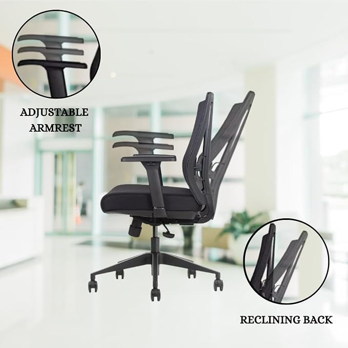 Bitchair Ergonomic Mesh Conference Room Chair - Adjustable Lumbar Support Computer Desk Chair with Height Adjustable Arms - Seat Depth Adjustable Office Chair - (Black) (Pack of 4)