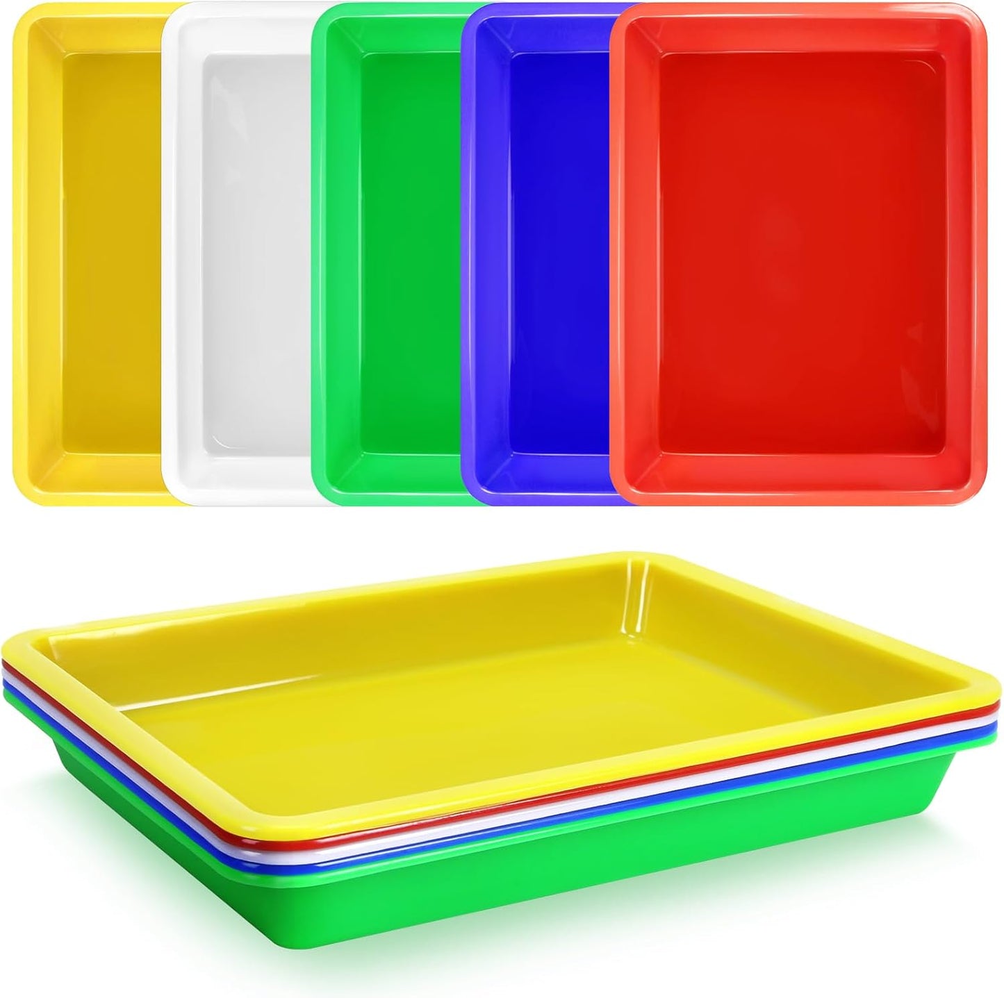5 Pack Multicolor Plastic Art Trays - Activity Tray Crafts Organizer Tray Serving Tray for School Home Art and Crafts, DIY Projects, Painting, Beads, Organizing Supply
