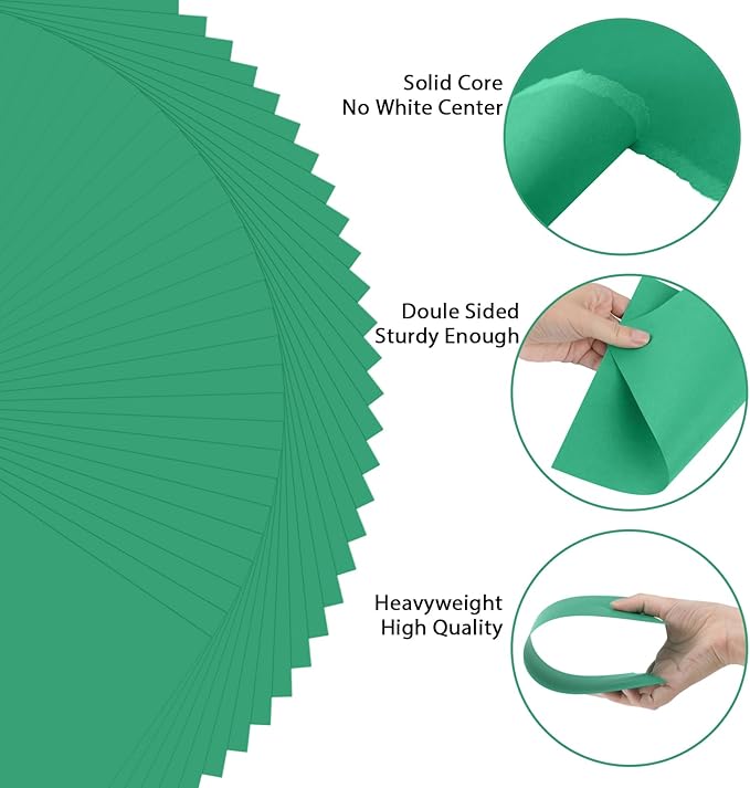 OcePor 100 Sheets Christmas Green Cardstock Paper, Colored Printer Paper 8.5 x 11, Card Stock Thick Construction for Craft,Scrapbook，Office Printing, Invitations, Certificates，92 lb/250gsm