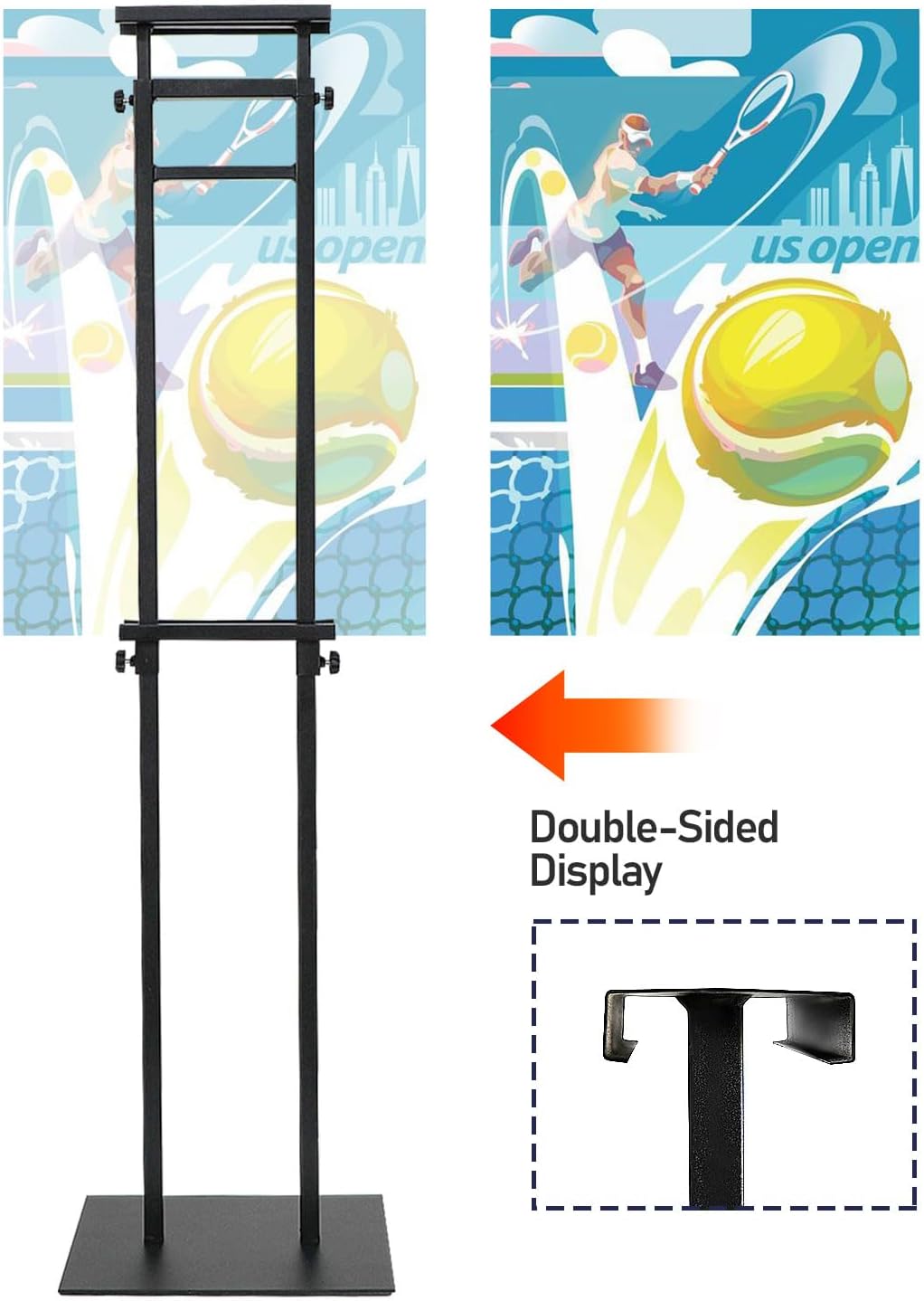 Poster Stand for Display, Adjustable Sign Holder Stand with Heavy Duty Pedestal, Stand Up Banner Sign for Floor, Height Up to 80 inch, Double-Sided Signage with Non-Slip Mat (4 Pack)