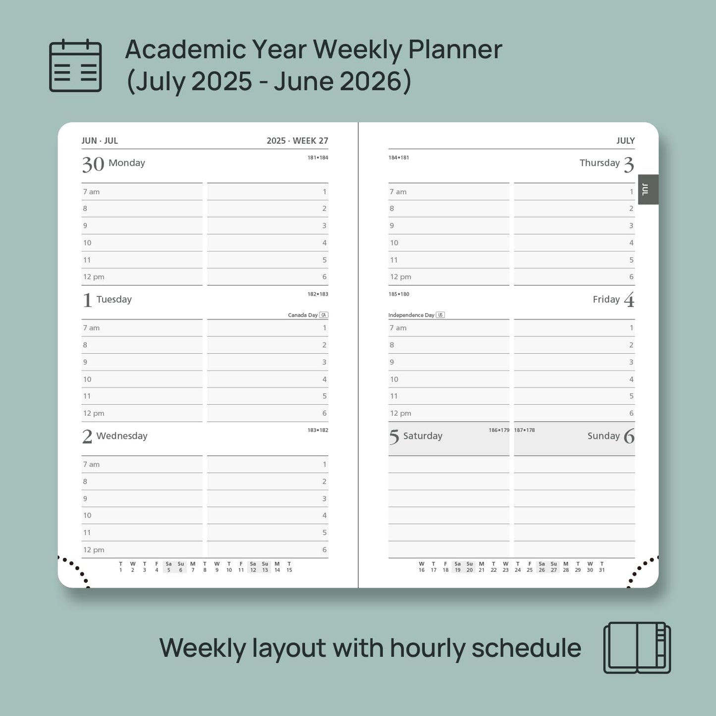 POPRUN Pocket Planner 2025-2026 (Purse Size 4'' x 6.25'') Academic Small Calendar (July 2025 - June 2026) with Hourly Time Slots, 100GSM Thick Papers, Leather Soft Cover - Burgundy Red