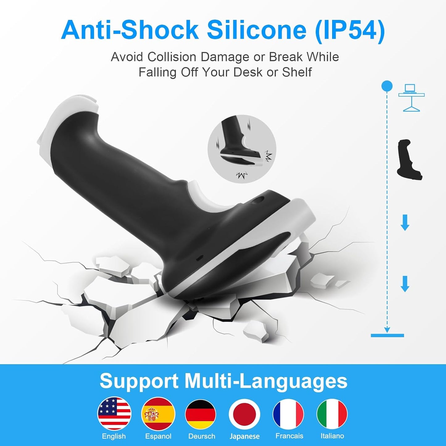 Barcode Scanner Bluetooth, Wireless Barcode Reader with Stand 3 in 1 Bluetooth & 2.4G Wireless & USB Wired Connection Handheld 1D&2D&PDF417 QR Code Scanner Data Matrix Bar Code Scanners