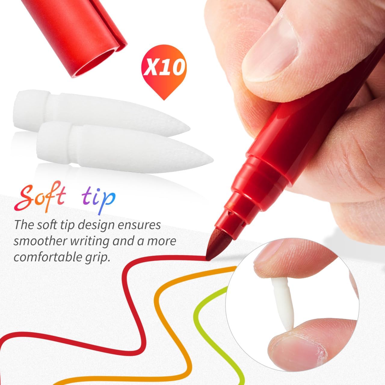 10Pcs Acrylic Marker Pen Tips - Replacement Nibs for Refillable Brush Pens - Art Supplies for Sketching and Drawing Compatible with Oil Markers