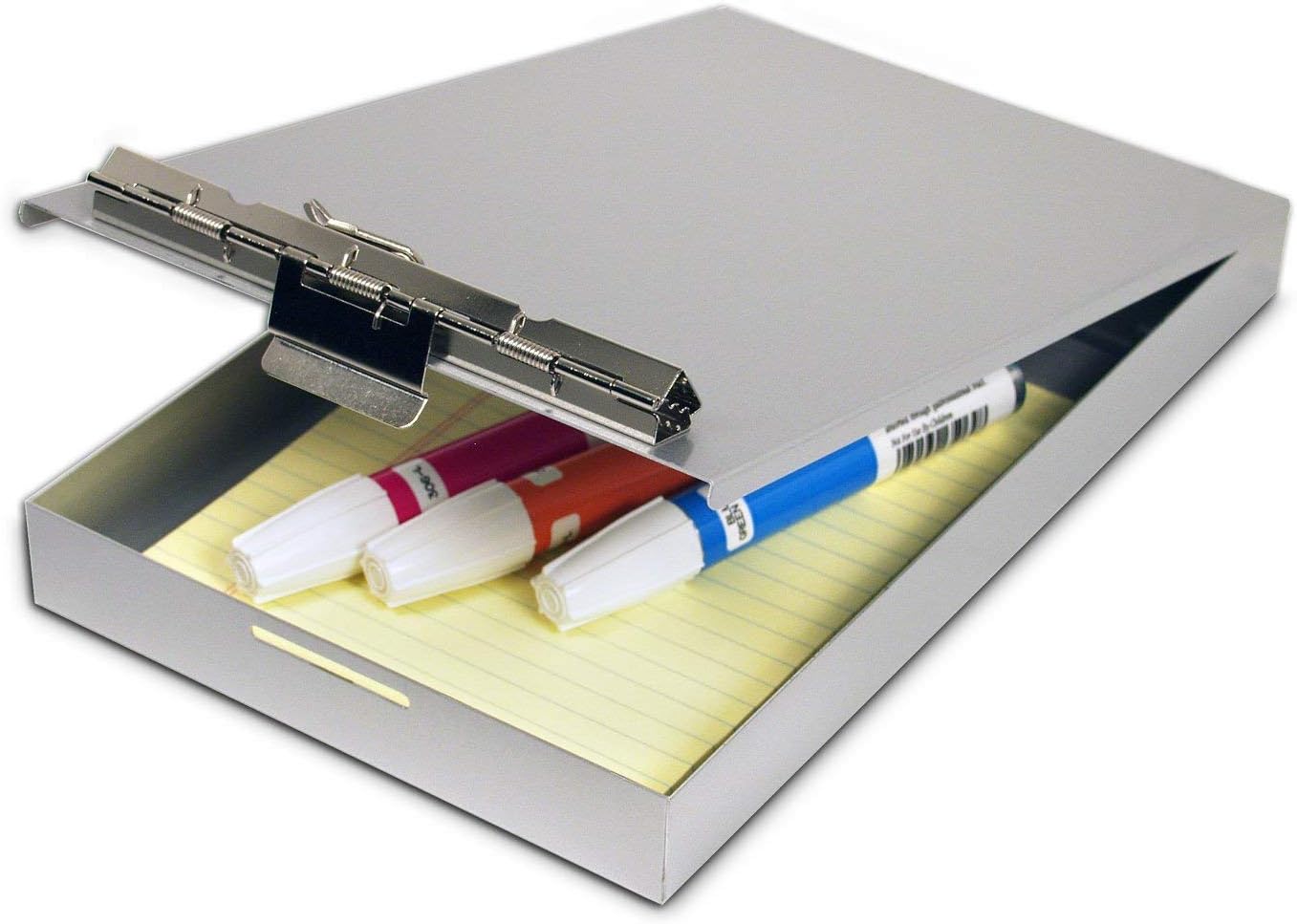 Saunders Silver Memo Size Aluminum Redi Rite Storage Clipboard with 1 Inch Storage Compartment and Self Locking Latch - Form Holder Perfect for Contractors, Truckers, and Office Use