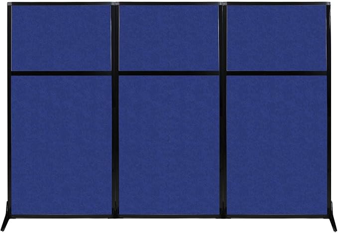 Versare Office Workstation Screen | Portable Wall Divider | Modern Cubicle | Freestanding Privacy Screen | Flexible Work Space | 3 Panels | 99" Wide x 70" Tall Blue SoundSorb Panels