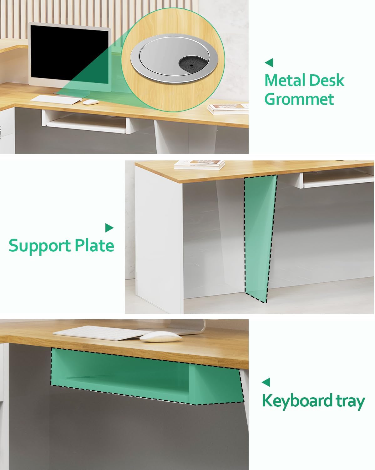 L Shaped Reception Desk, Solid Wood Front Desk with Counter & Lockable Drawers, Retail Checkout Customer 2 Person Secretary Desks for Home Office Lobby Store (63in,Left)