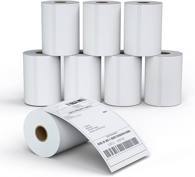 MFLABEL 8 Rolls 4x6 Direct Thermal Blank Shipping Labels for Thermal Printer Shipping Labels with Perforated