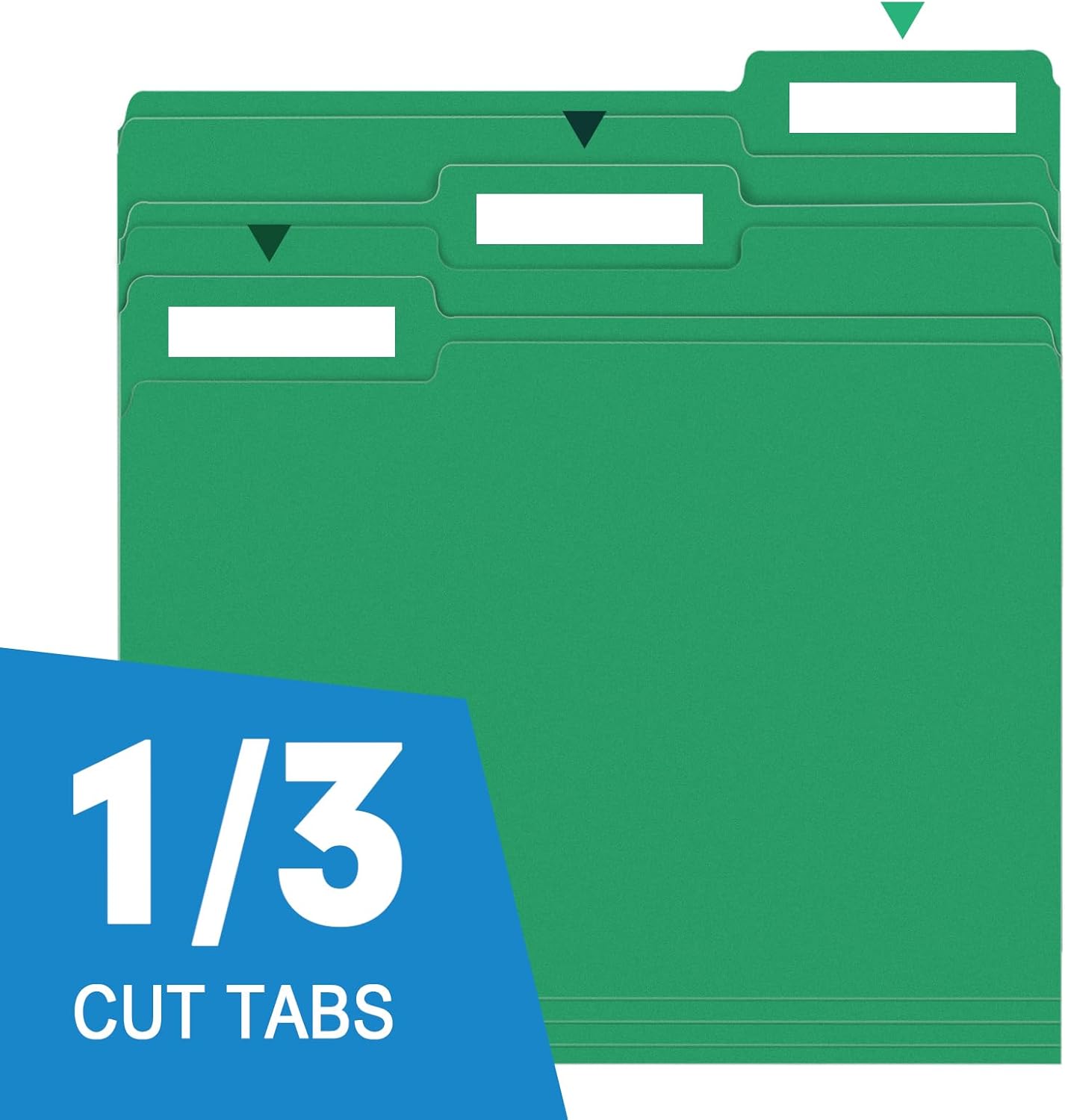 File Folder, RAZCC 100 Pack 1/3 Cut Tab File Folders Letter Size, Creen, Colored Folders with Tab Great for Organizing and Easy File Storage
