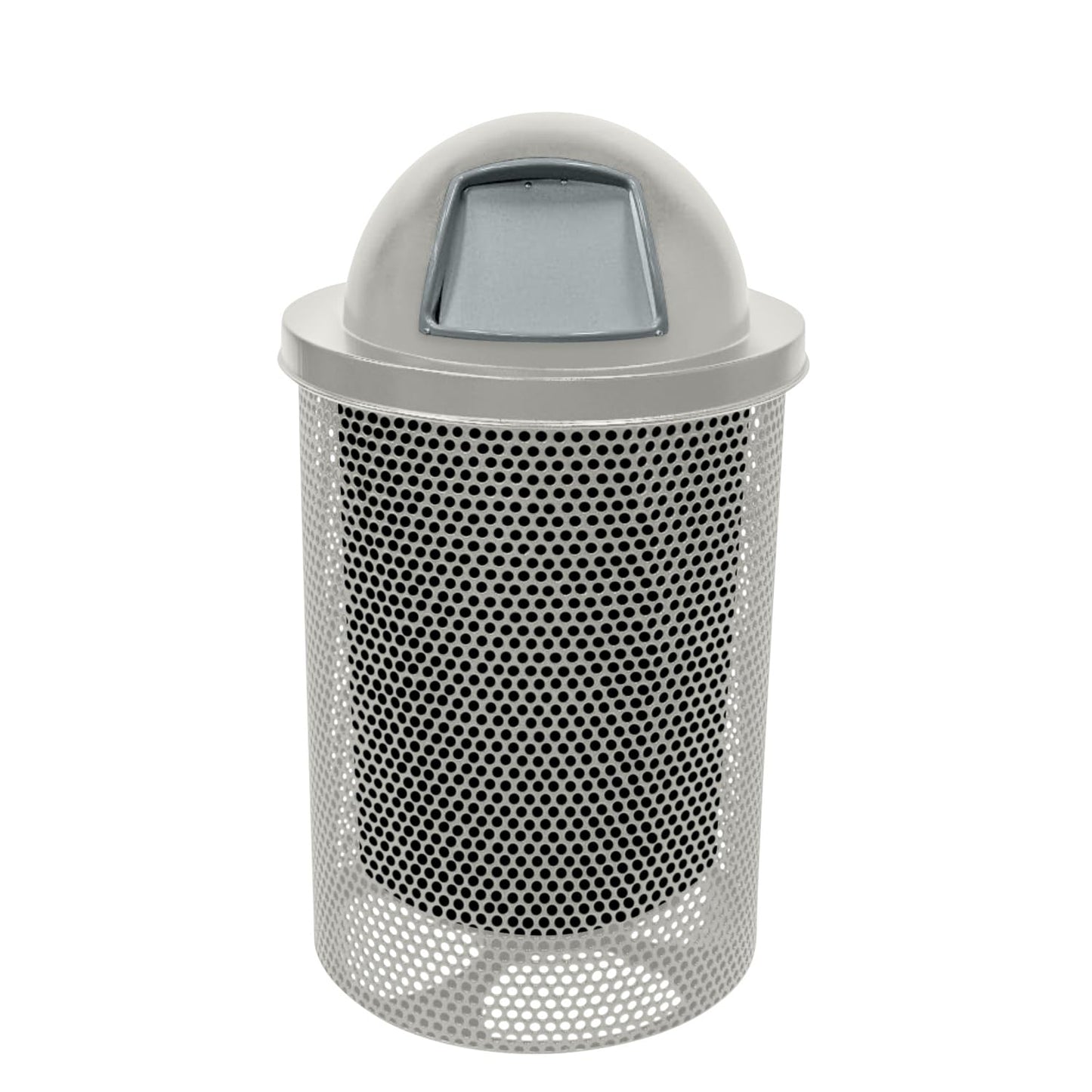 RDT-P-TXTGRY Heavy Duty Round Trash Receptacle with Dome Top, Liner Included, 32 Gallon, Textured Grey, Made in America