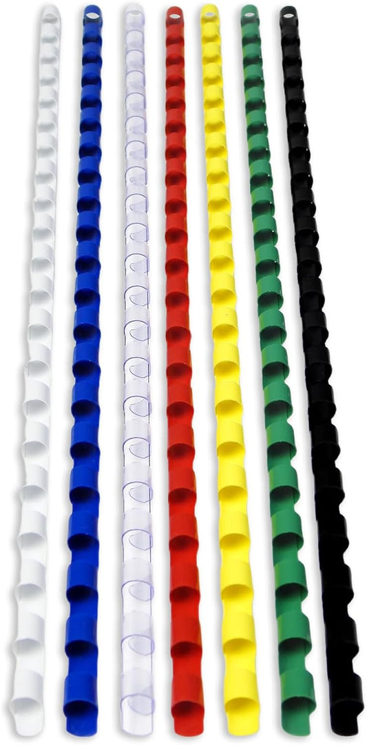 Rayson CR-6-100-M Plastic Binding Combs 1/4in. 21-Ring, 20-Sheet Capacity, Colorful Comb Binding Spines, Max. Binding A4 Size Paper (8.3"×11.7"), Box of 100