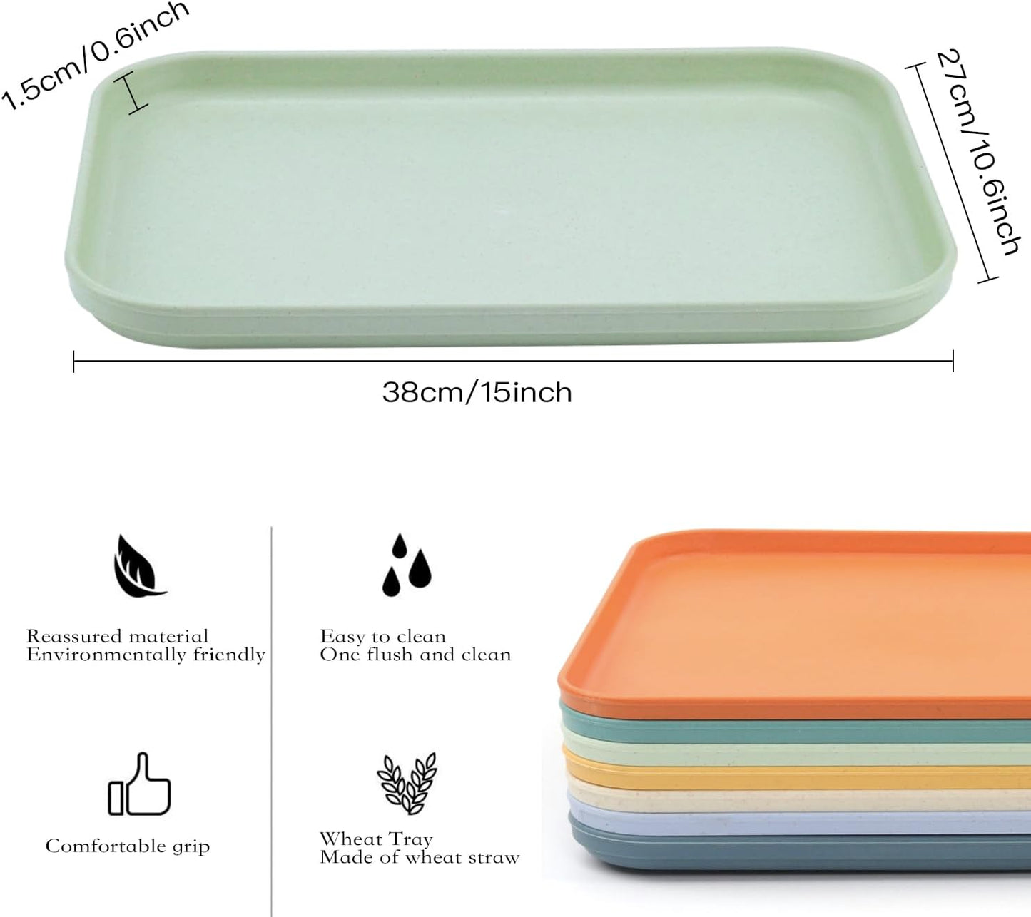 Plastic Art Trays,8 Pack Stackable Activity Tray Crafts Organizer Tray Serving Tray Jewelry Tray for DIY Projects, Painting, Beads, Organizing Supply,8 Color (15 x 10.6 Inches)