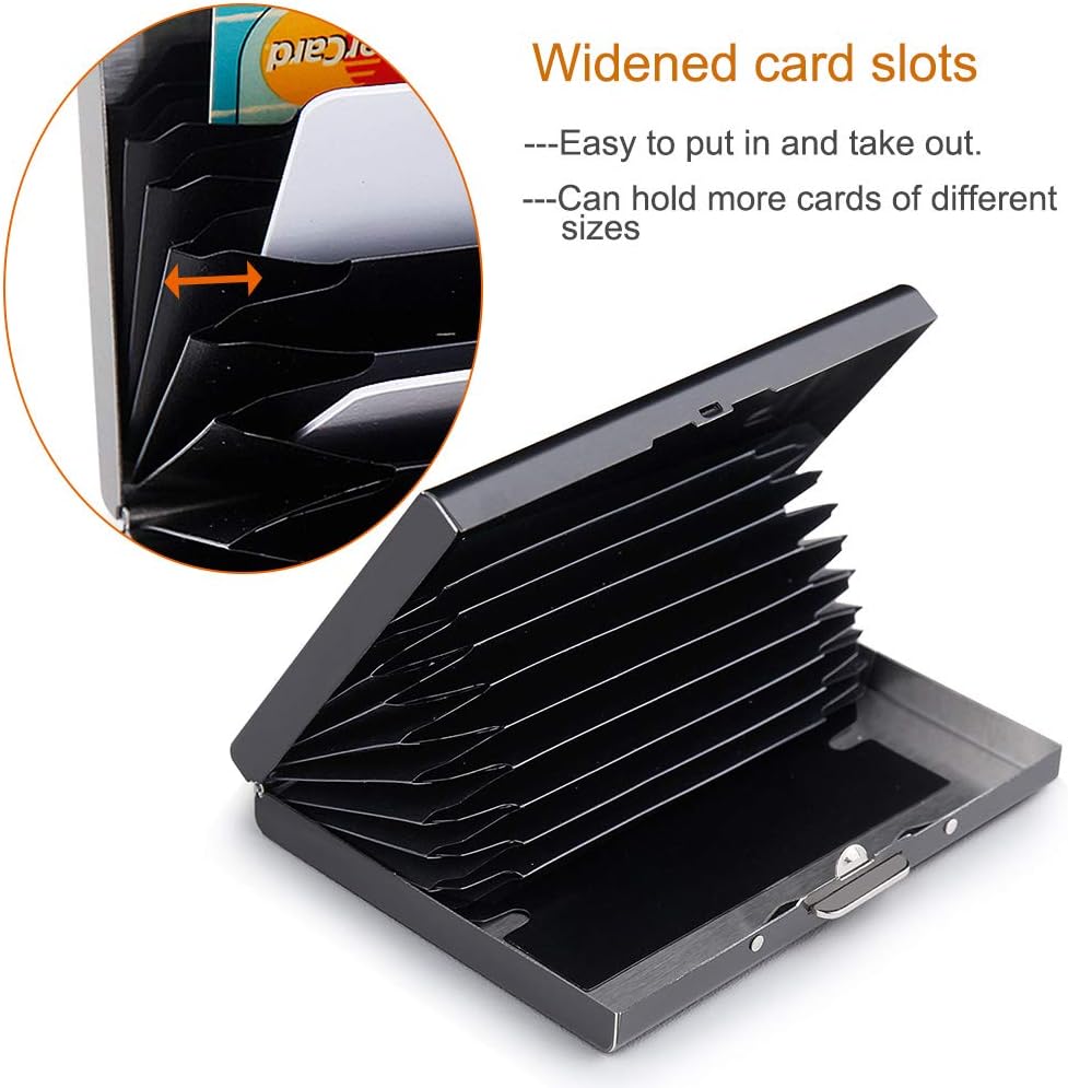 EASTNIGHTS RFID Credit Card Holder Protector Metal Credit Card Wallet Business Card Holder for Men Women Gift Box Package (Black)