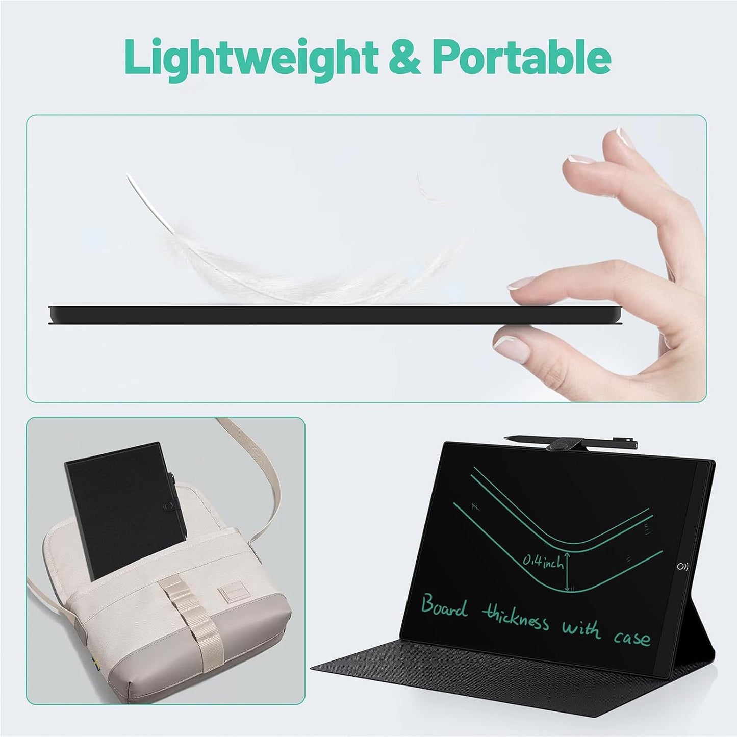 LCD Writing Tablet for Adult: 9.5 Inch with Leather Case Full Screen Reusable Digital Notepad Portable