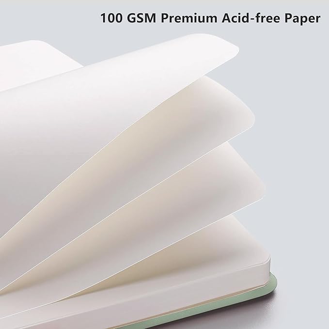 RETTACY Blank Journal Notebook, 192 Pages, A5 Medium Size (5.7'' x 8.3''), Leather Hardcover, 100 GSM Thick Paper, for Sketching, Drawing, Painting (Sage Green)