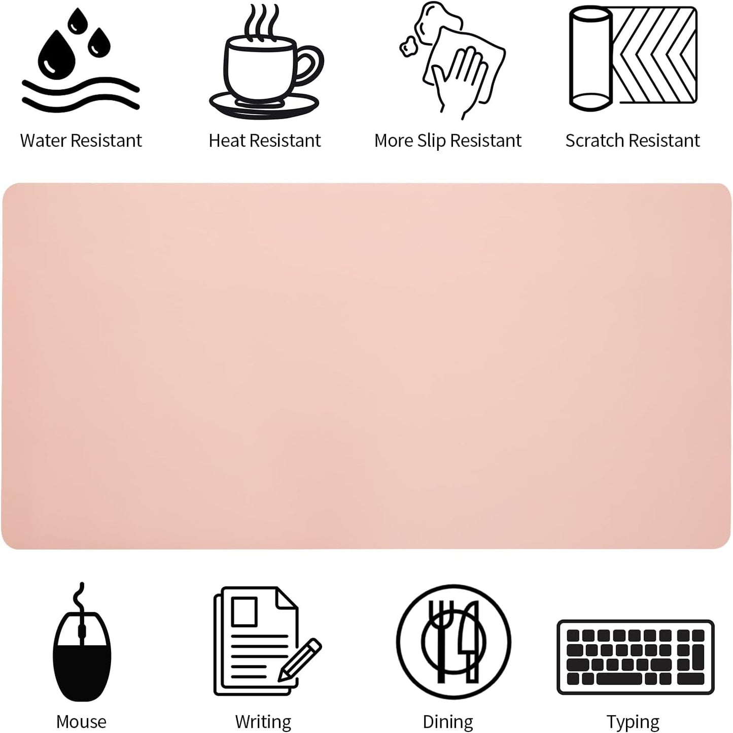 Blossoms Pink Desk Mat, Waterproof Non-Slip Leather Desk Pad, Large Mouse Pad, Desk Writing Pad, Desk Mat for Keyboard and Mouse Desk Organizers and Accessories (31.5×15.7 Inches)