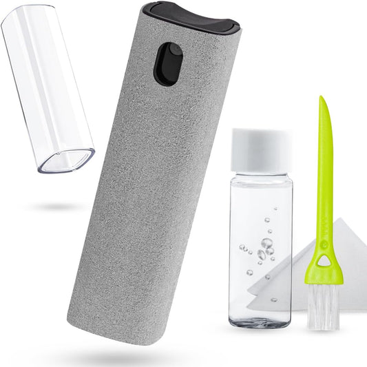 Screen Cleaner Touchscreen Mist Spray, walrfid Cleaning Kit for Electronic Smart Phone TV, Laptop, Tablet, PC, Computer LCD Flat Screens, Eyeglasses, iPhone, iPad, MacBook Pro - Light Grey