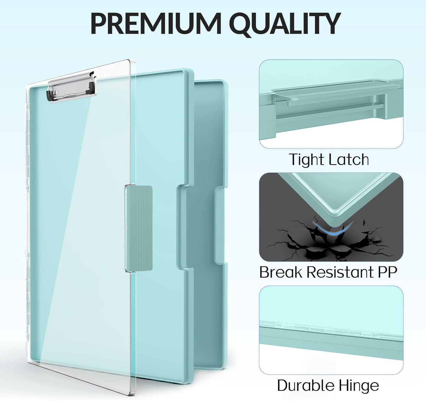 Sooez Clipboard with Storage, Heavy Duty Cleaview Clip Boards 8.5x11 with Dual Storage, Dry Erase Plastic Nursing Clipboard, High Capacity Clipboards Folder for Teacher Nurse, School & Office Supplies