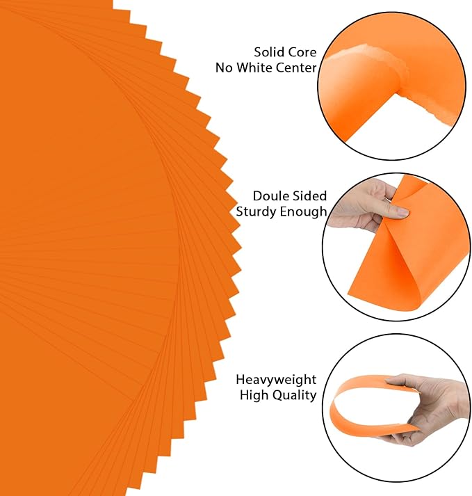 OcePor 50 Sheets Orange Cardstock Paper, Colored Printer Paper 8.5 x 11, Thick Construction for Cards Making, Scrapbook，Office Printing, Invitations, Certificates，DIY Crafting 92 lb/250gsm