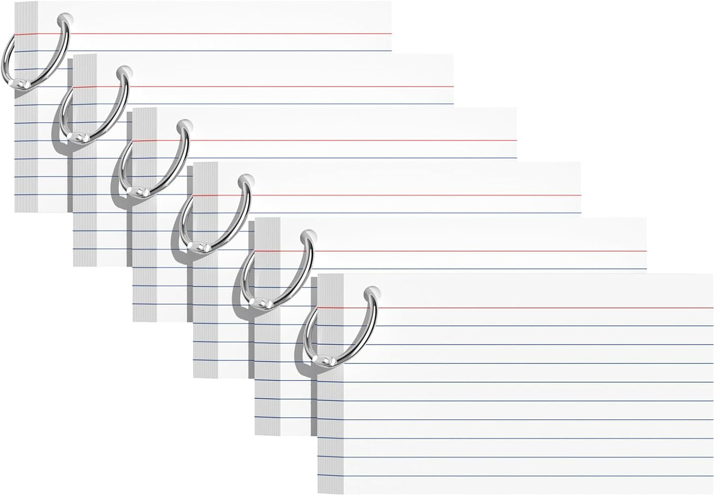 Index Cards 3x5 Inches, 300 PCS, White Flash Cards With Ring, Punched Lined Study Card Ruled Flashcards Notecards, Ruled Front And Blank Back, Note Card for School, College And Home