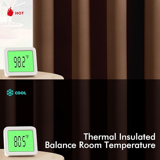 MIULEE Blackout Curtains for Bedroom Living Room 90 Inches Long 2 Panels, Thermal Insulated Room Darkening Drapes Solid Grommet Noise Reduction Light Blocking Window Treatments 40x90 Inch Mocha Brown