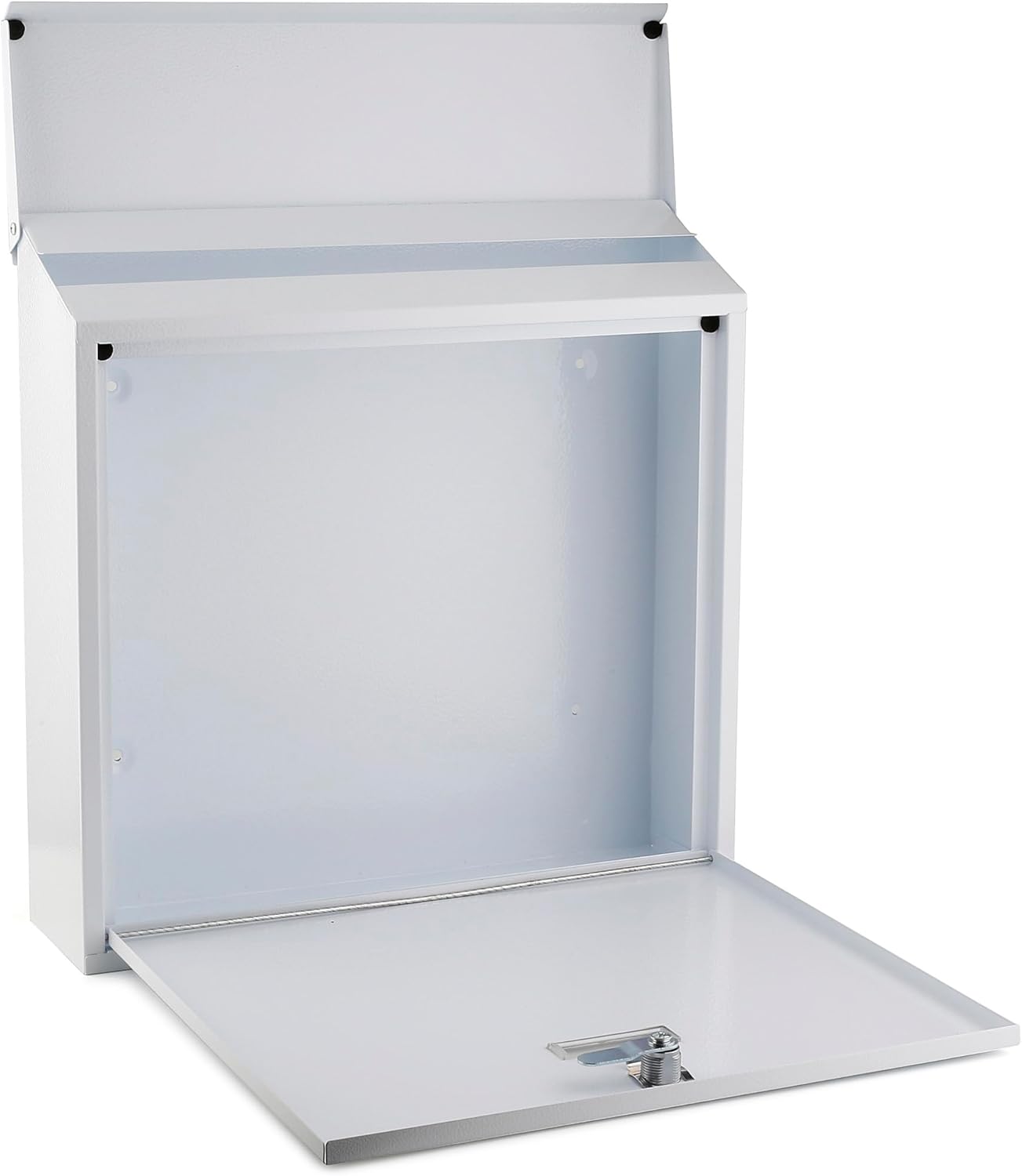 Metal Mailbox Steel office comment Suggestion ballot Box Secure Box With top special Wide Slot for envelopes Wall Mount with pre drilled holes Drop Box for Home and Office 14.3H x 14.6W x 3.75D(White)
