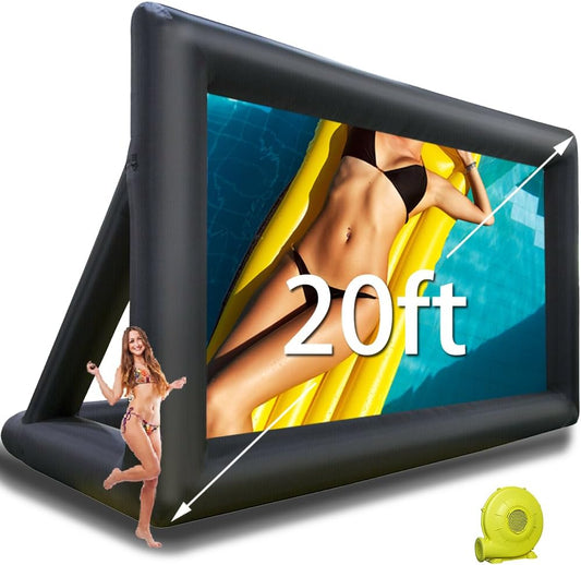 20ft Inflatable Movie Screen,Front and Rear Projection Screen,No Seam,Great for Movie Nights, Pool Parties, Backyards Party