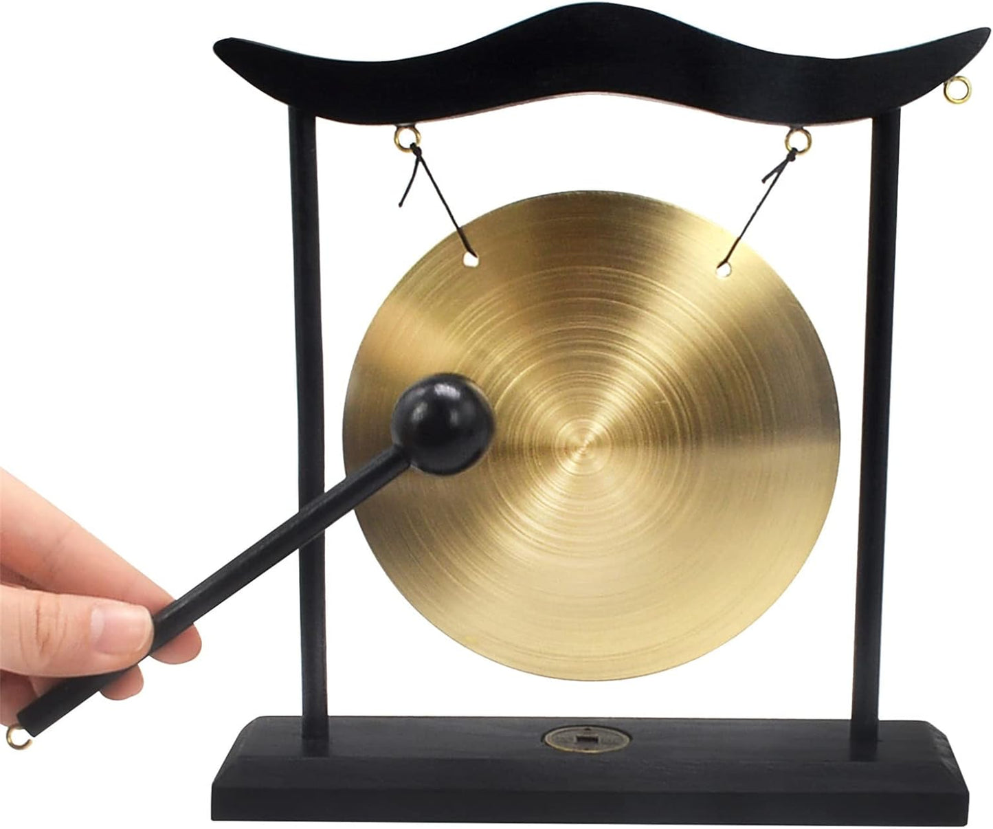 Feng Shui Brass Gong Desktop Zen Art for Fortune + Free Red String Bracelet H1301