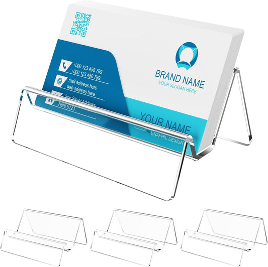 Acrylic Business Card Holder for Desk & Counter, Business Card Holder Display, Clear Business Card Stand, Business Cards Holder Stand, Desktop Plastic Name Card Organizer, 6 Pack