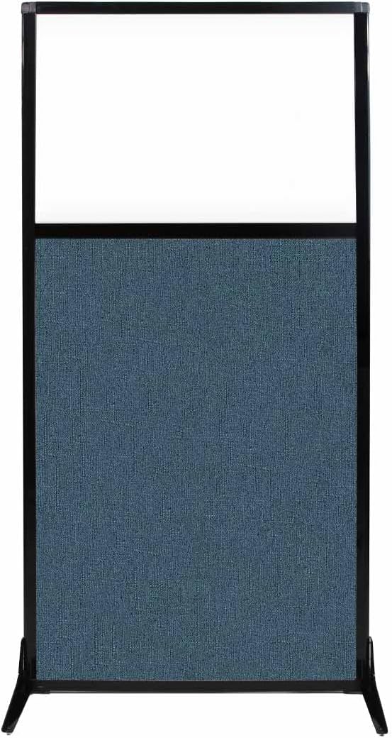 Versare Workstation Partition | Portable Wall Divider | Modern Office Cubicle | Free Standing Privacy Screen | Flexible Work Space | 33" x 70" W/Window, Caribbean Fabric Panels