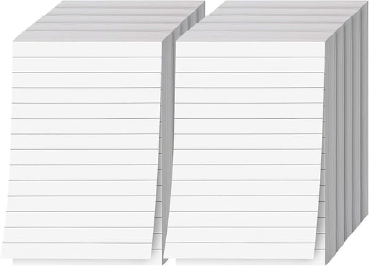 Memo Pads, White, With Black Lines – Lined Paper Notepads, Scratch / Writing Pad for Planning, To-Do Lists, Appointments, Reminders, Home, Office – 50 Sheets Per Pad, 10 Pads per Pack – 8.5" x 5.5"
