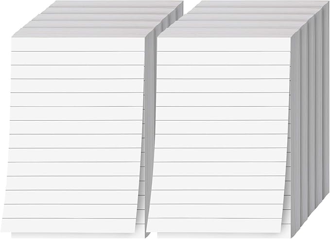 Memo Pads, White, With Black Lines – Lined Paper Notepads, Scratch Pad, Writing Pad for Planning, To-Do Lists, Appointments, Reminders, Home, Office – 50 Sheets Per Pad, 10 Pads per Pack – 4" x 6"