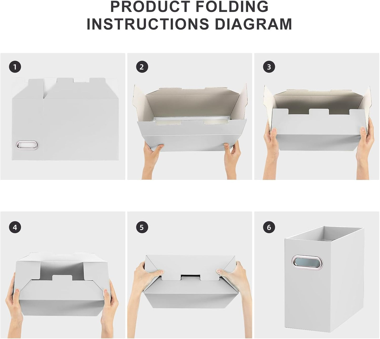 Oterri File Organizer, 8 Packs Small Storage Box, Cardboard File Folder Organizer, Collapsible File Box for Hanging File Folders Letter Size, Portable Filing Organizer with Handle (Grey)