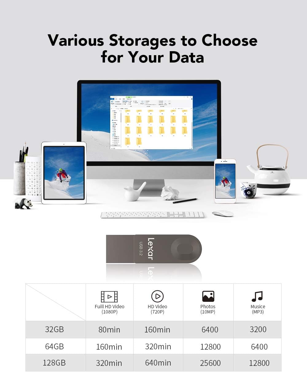 Lexar E32C 128GB Type-C USB Flash Drive, USB-A&USB-C 3.2 Gen 1 Dual Drive OTG 100MB/s Read, Thumb Drive Swivel Design Jump Drive for USB 3.0/2.0, Memory Stick for Android Smartphone, Laptop, PC