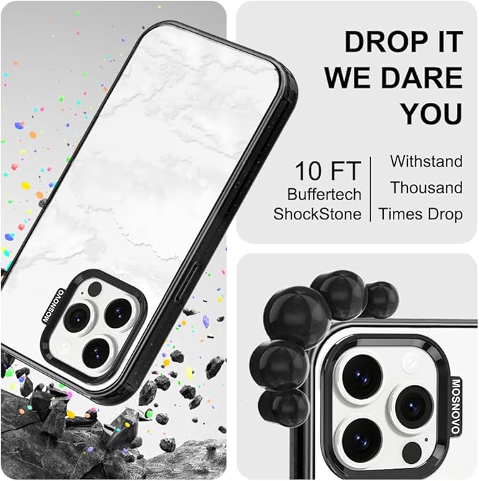 MOSNOVO Case for iPhone 14 Pro Max, [10ft 4X Military-Grade Drop Protection] Durable & Shockproof Phone Case Cover Design for iPhone 14 Pro Max - Cloud - Clear Black