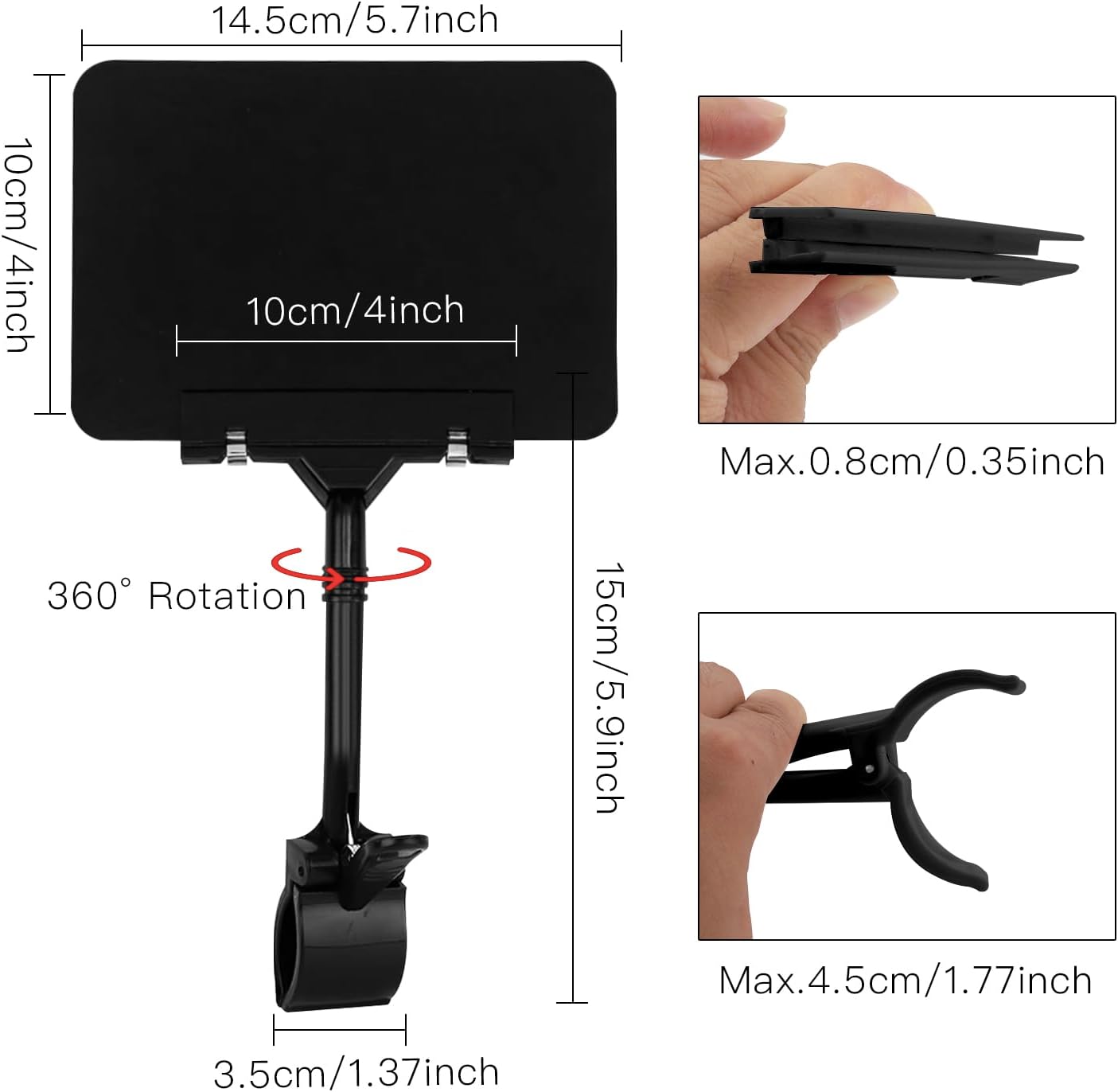 Coobbar Clip-On Sign Holder,20 Pack Merchandise Sign Clips Sign Holder Clips Pop Label Clips Retail Merchandise Rack Sign Double Display Clip Sign Holding Clamp,Price Tag Display (Black)