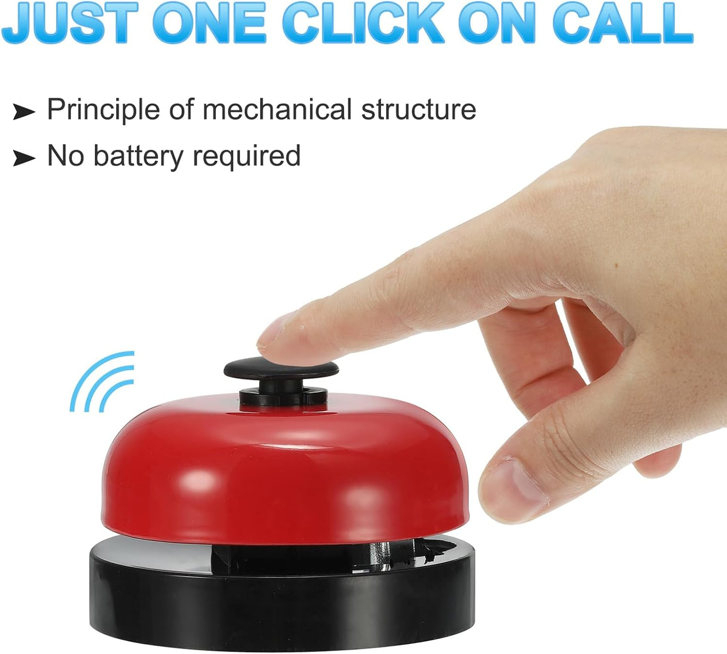 PATIKIL 6 Pcs Desk Call Bell 2.5" Dia with Metal Anti-Rust Construction Black/Red