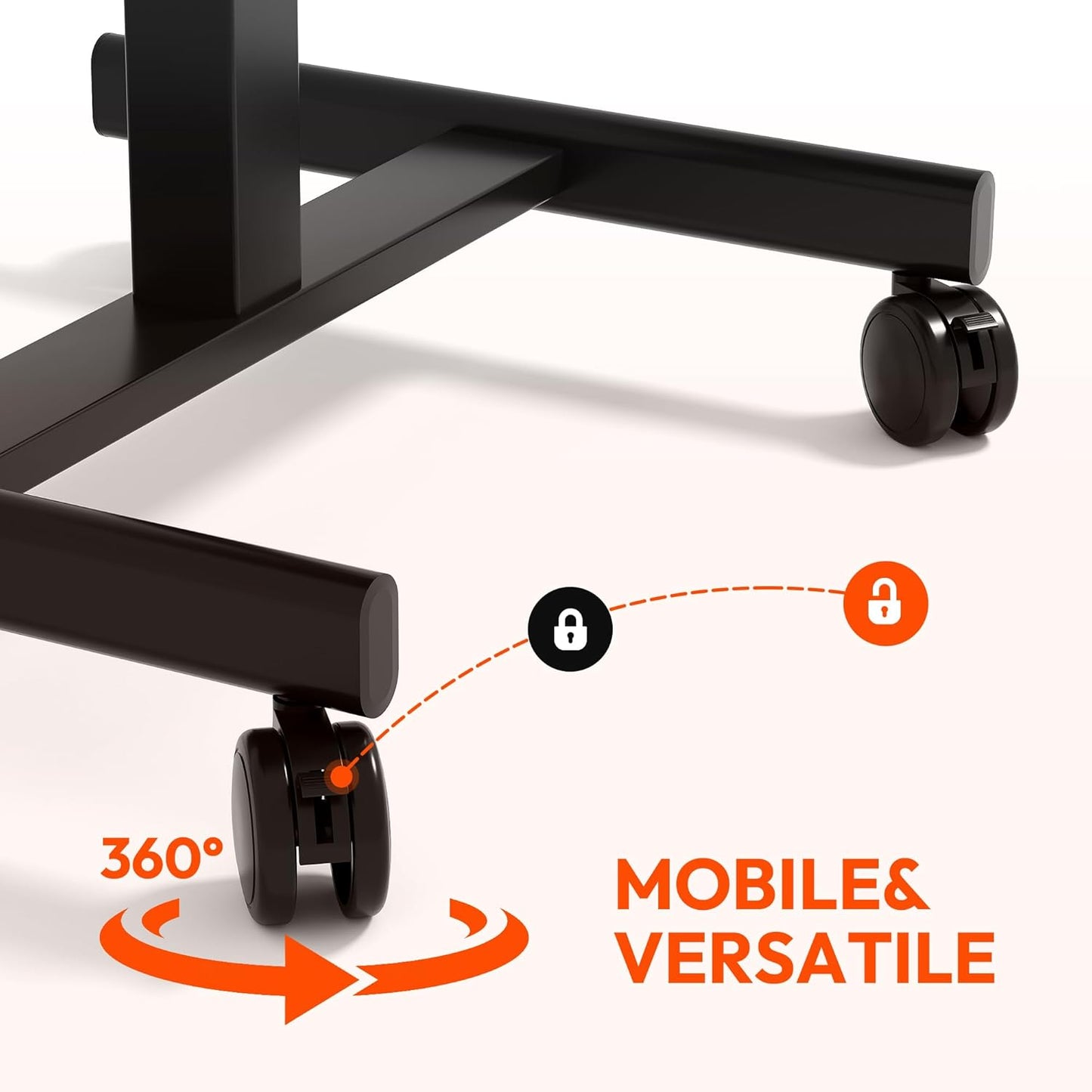 Mobile Small Standing Desk, Gas Spring Adjustable Height Rolling Portable Laptop Desk with Lockable Wheels/Laptop Stand/Hook Rolling Podium (Carbon Fiber Top + Black Frame, 18''×26'')