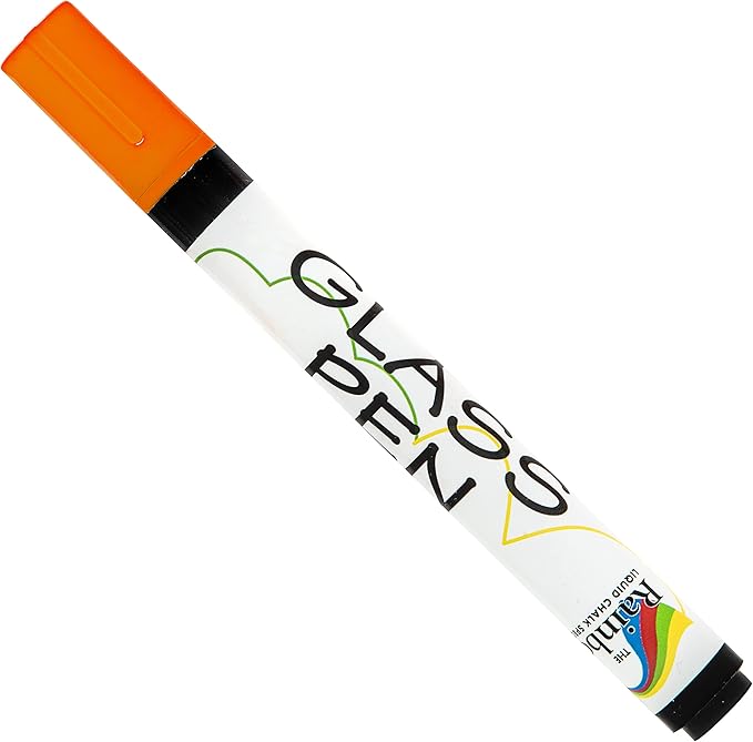 Glass Pen Window Marker: Liquid Chalk Pens for Glass, Whiteboard Markers with Washable Paint - Graduation, Car Windows, Mirror Pen, Storefront, Wedding, Parade, Party & Holiday (Orange, Fine Tip)